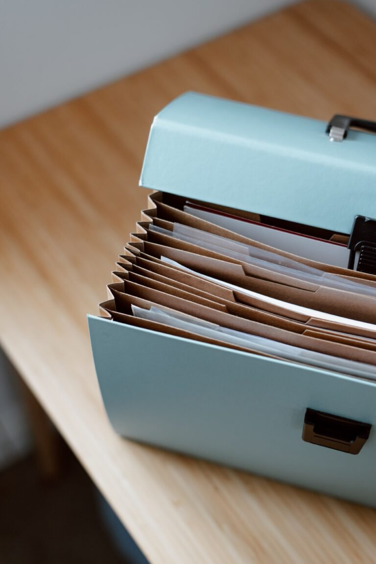 File box with organized important documents