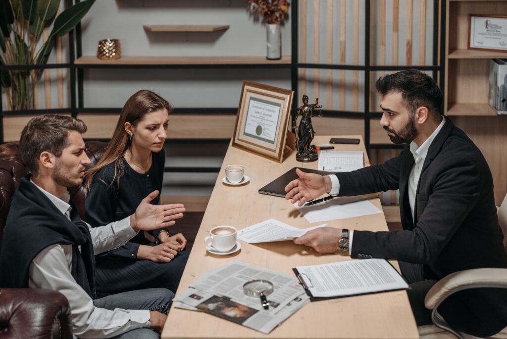 Family meeting with a lawyer about guardianship and power of attorney